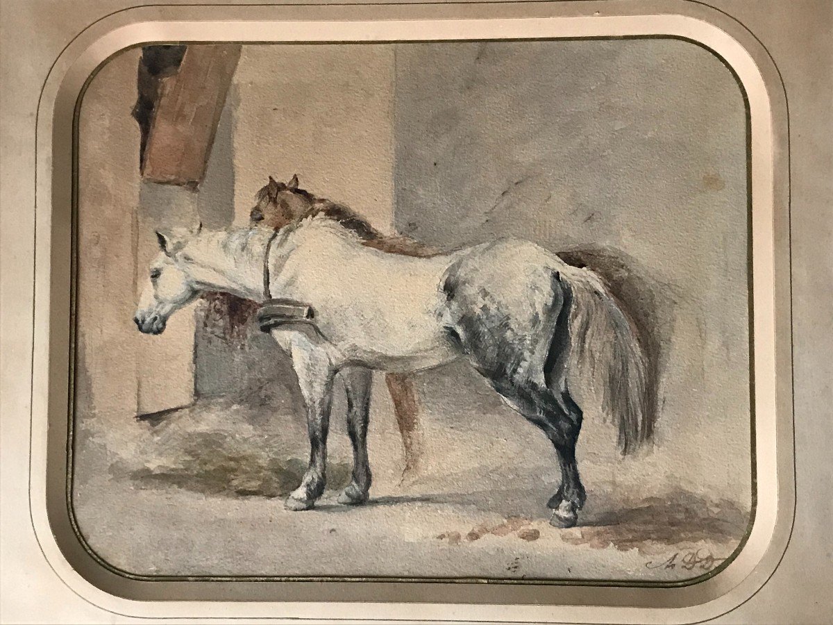 Alfred De Dreux. Watercolor.