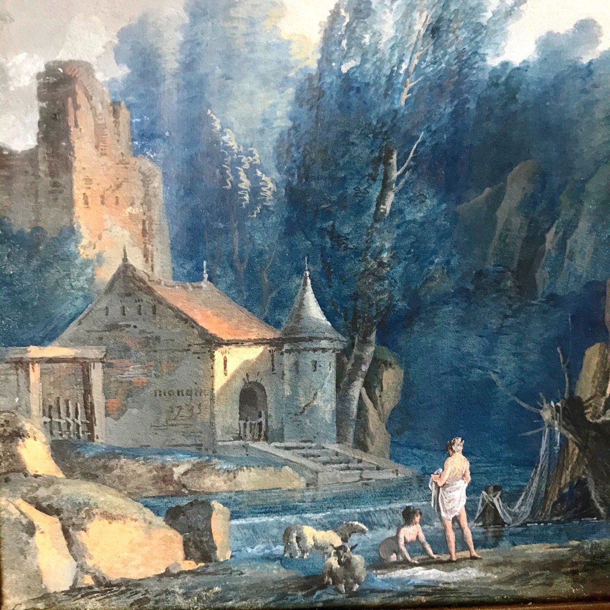 Pierre-antoine Mongin. Landscape Anime In 1795. Gouache And Watercolor, Ink ...-photo-2