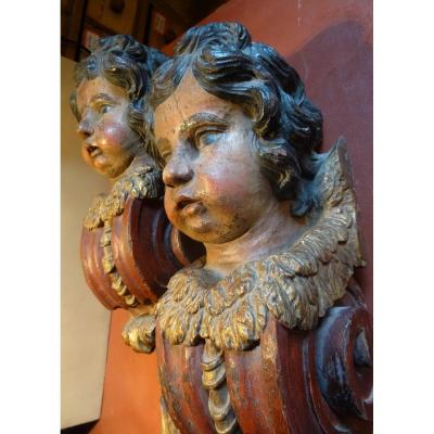 Pair Of Angelot Consoles. Period XVII Th.