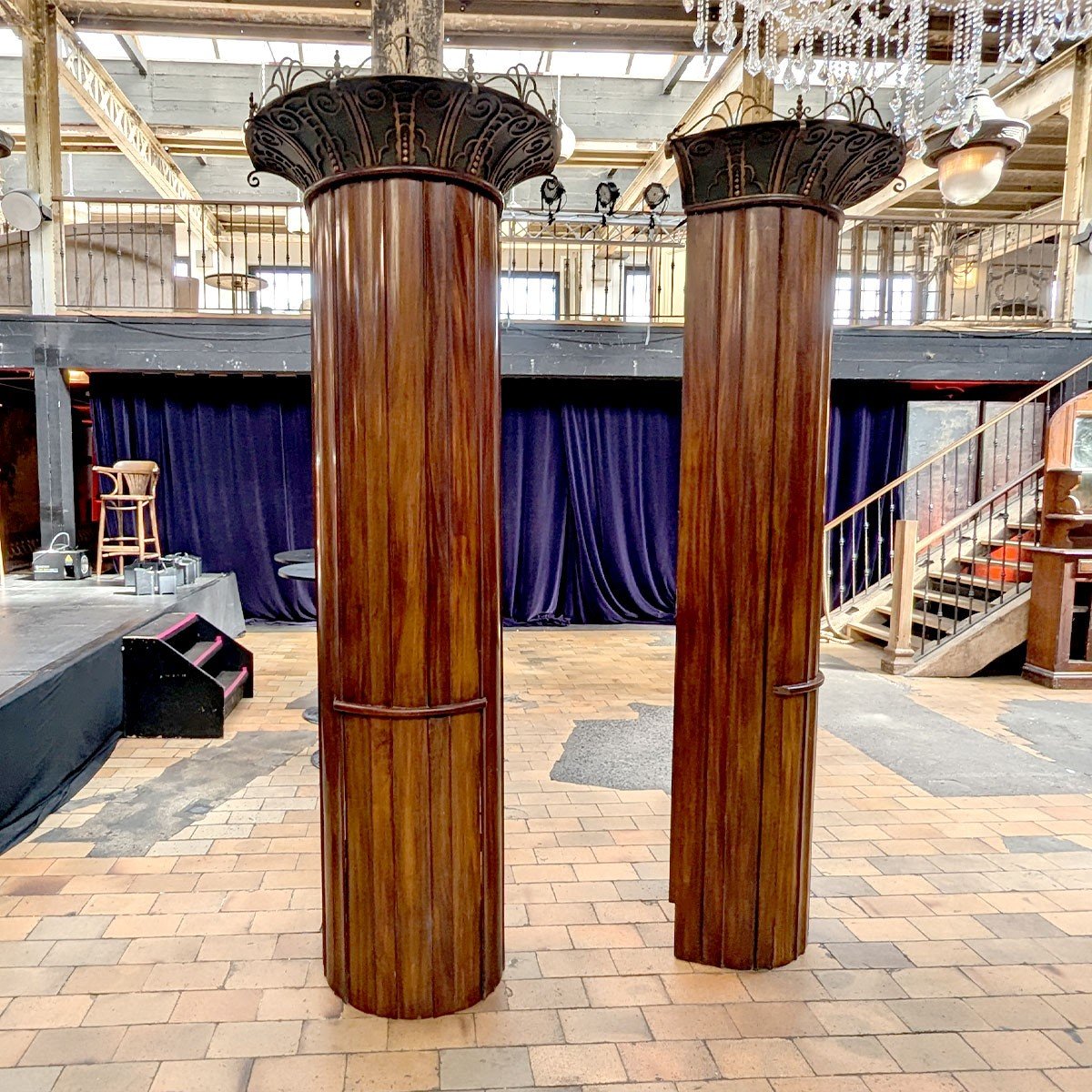 Pair Of Art Deco Decorative Columns, 255cm