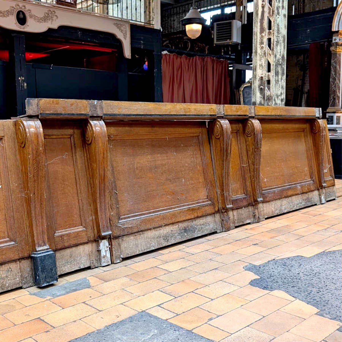 Façade De Comptoir En Chêne Et Plateau Marbre Noir, 15m-photo-4