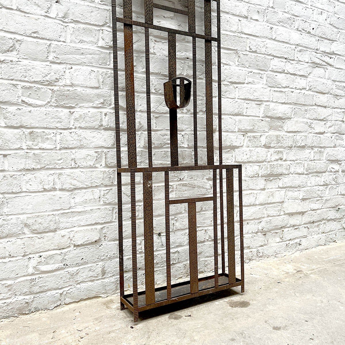 Art Deco Hammered Iron Coat Rack-photo-3