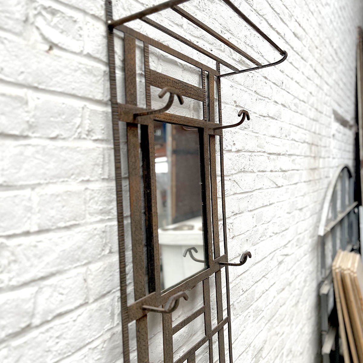 Art Deco Hammered Iron Coat Rack-photo-4