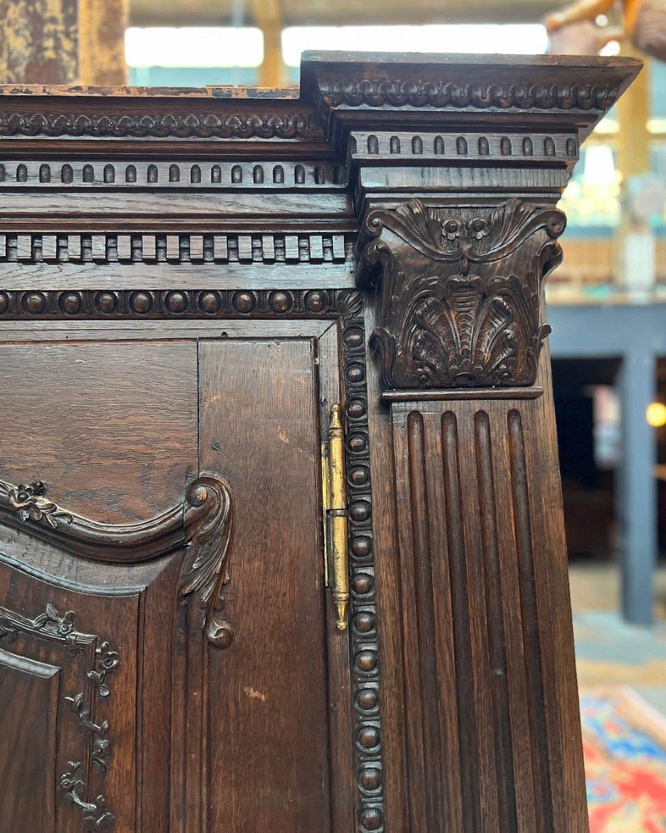 Louis XV Style Oak Front Door With Frame, Lock And Key-photo-2