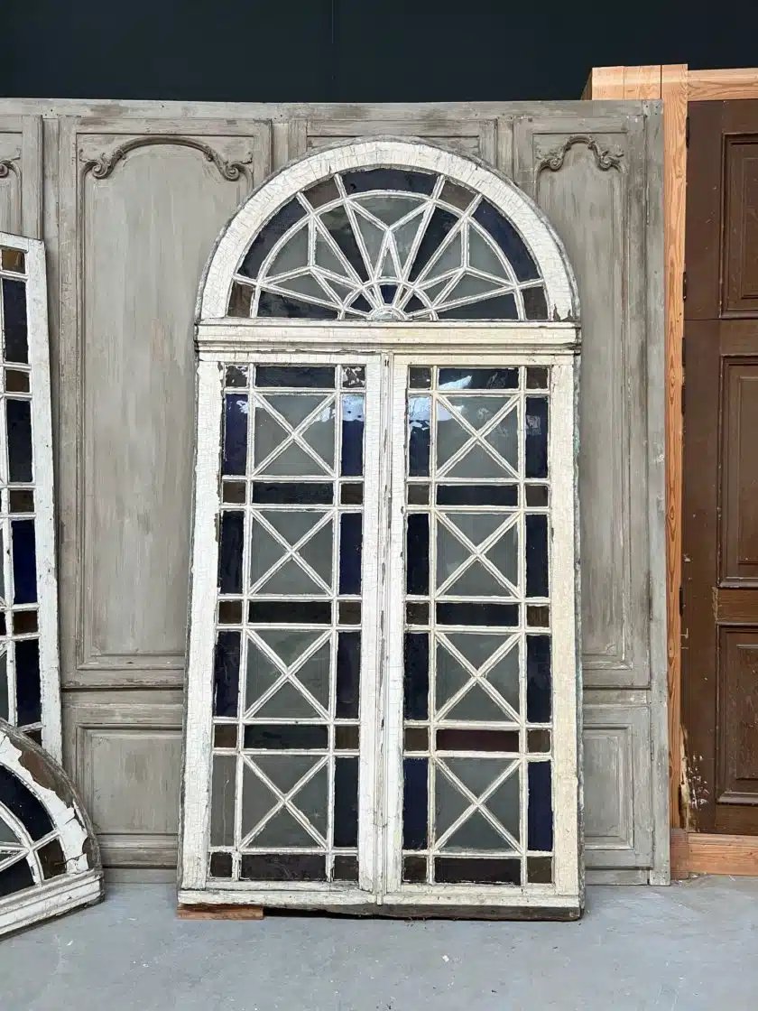 Double Porte D’orangerie Et Sa Paire De Baie En Verre Coloré-photo-2