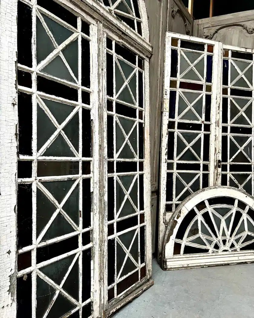 Double Porte D’orangerie Et Sa Paire De Baie En Verre Coloré-photo-1