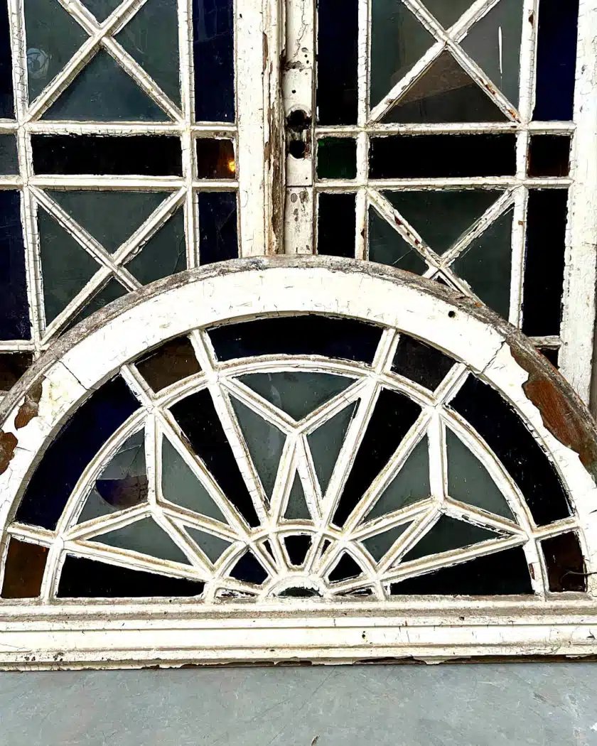 Double Porte D’orangerie Et Sa Paire De Baie En Verre Coloré-photo-3