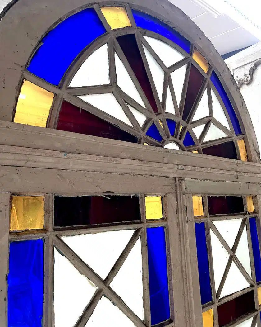 Double Porte D’orangerie Et Sa Paire De Baie En Verre Coloré-photo-5