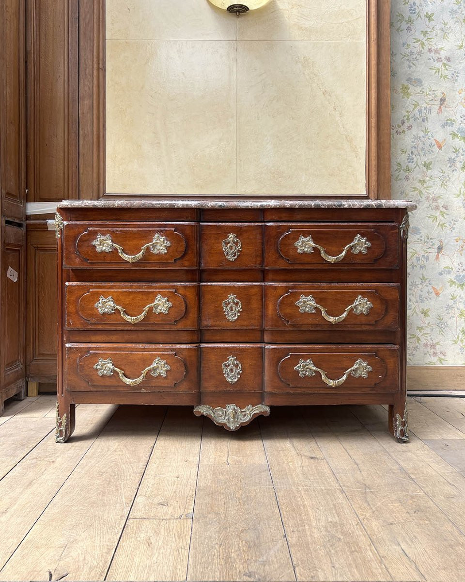 Commode En Bois Naturel Et Bois De Placage D’esprit Louis XV-photo-2