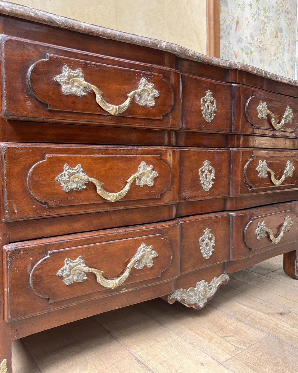 Commode En Bois Naturel Et Bois De Placage D’esprit Louis XV-photo-3