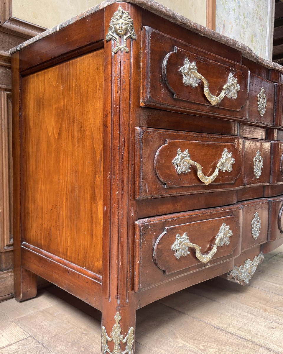 Commode En Bois Naturel Et Bois De Placage D’esprit Louis XV-photo-4