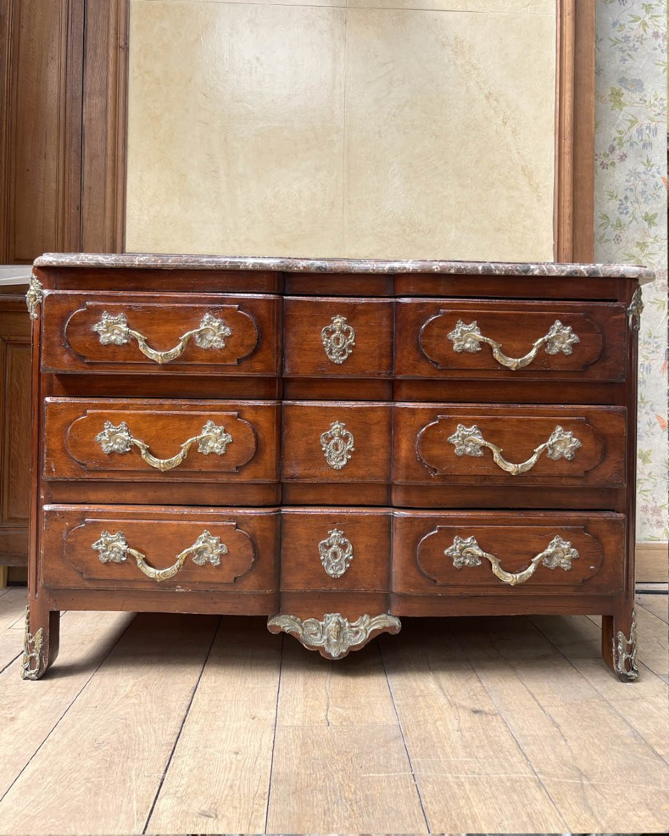 Commode En Bois Naturel Et Bois De Placage D’esprit Louis XV-photo-2