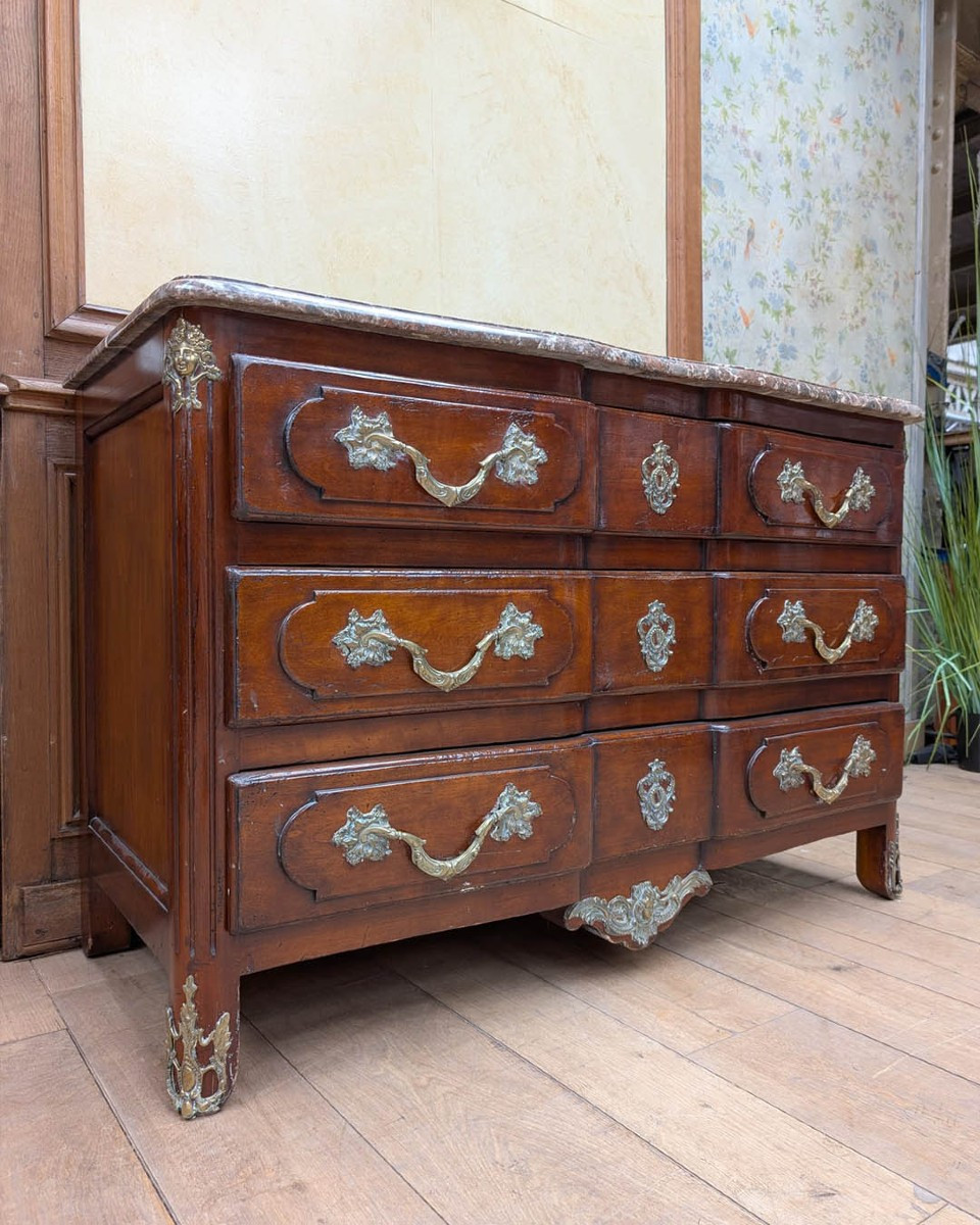 Chest Of Drawers In Natural Wood And Veneer In The Louis XV Style