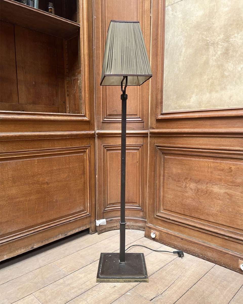 Lot Of 10 Floor Lamps, Square Section Metal Base