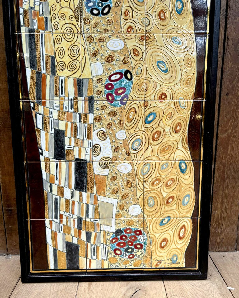 Peinture sur céramique d’après le baiser de Klimt, dorure 24 carats-photo-1