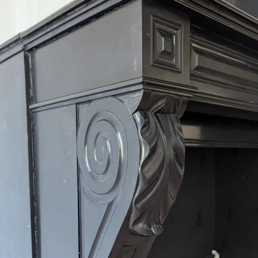 Fine Black Belgian Marble Fireplace From The 1840s-photo-1