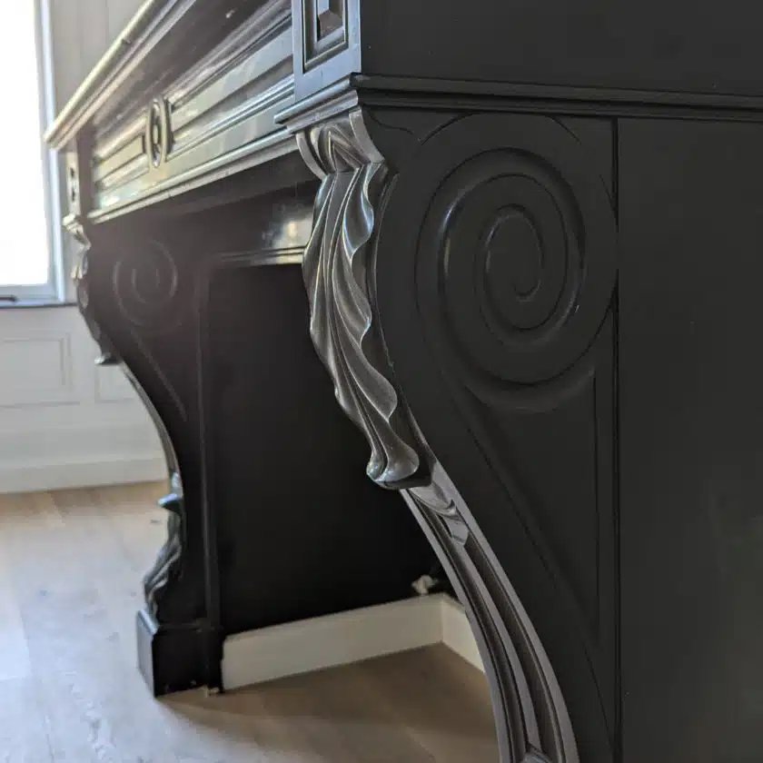 Fine Black Belgian Marble Fireplace From The 1840s-photo-4