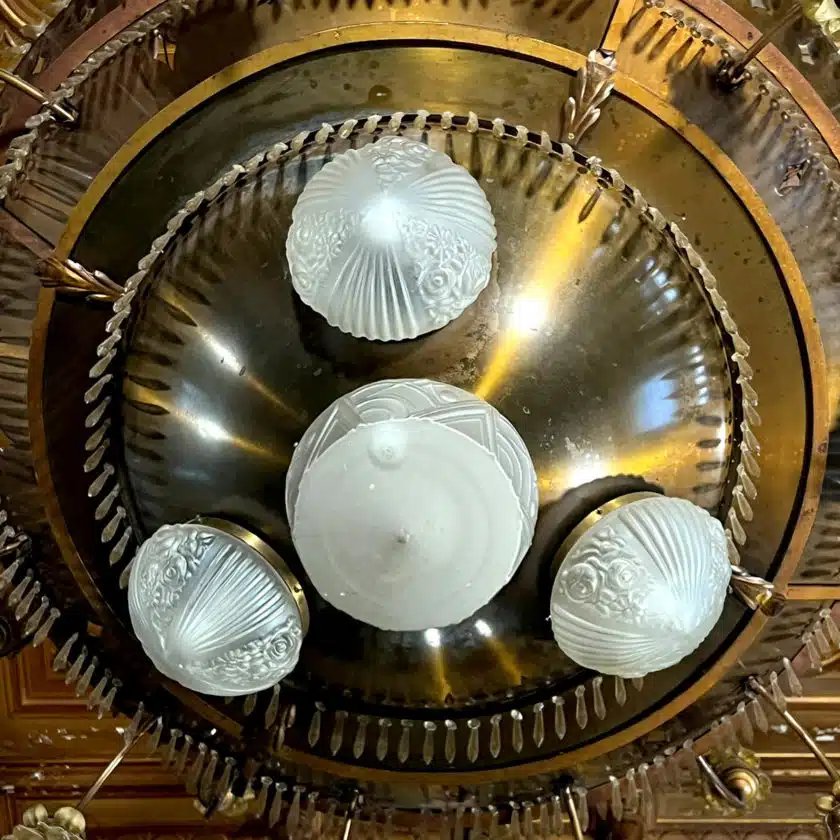 Art Deco Copper Chandelier, Diameter 185cm-photo-3