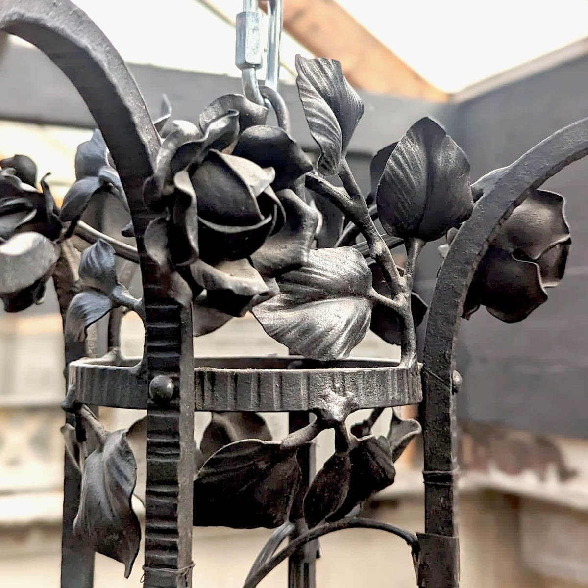 Chandelier With Wrought Iron Frame, Muller Frères-photo-1