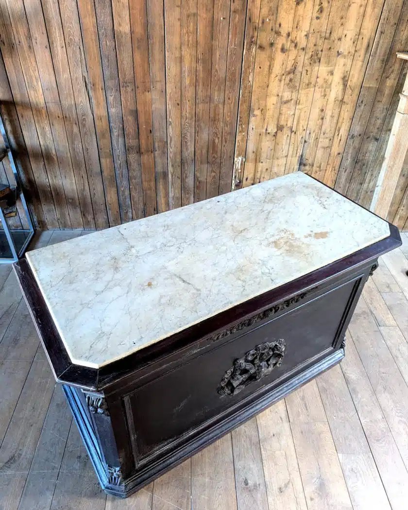 Mahogany Shop Counter With Marble Top-photo-4
