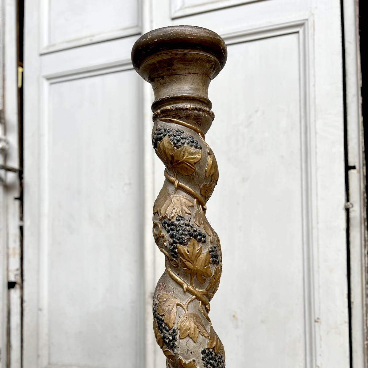 Pair Of 18th Century Carved Wooden Columns-photo-1