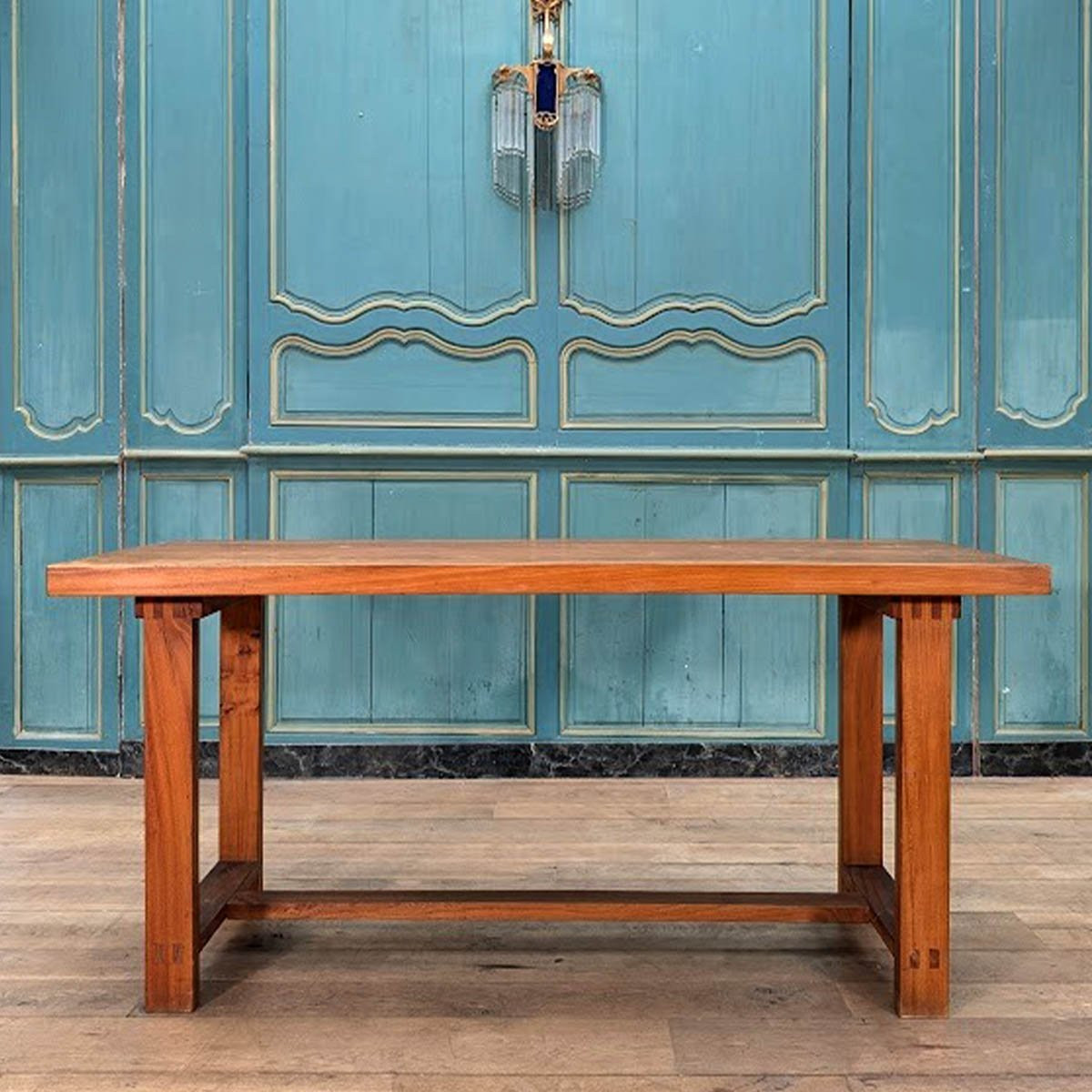 Pierre Chapo Set, 6 S28 Chairs, T01d Table And Pair Of Stools-photo-1