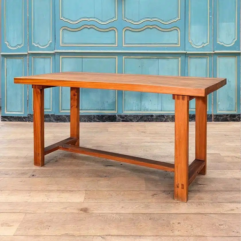 Pierre Chapo Set, 6 S28 Chairs, T01d Table And Pair Of Stools-photo-7