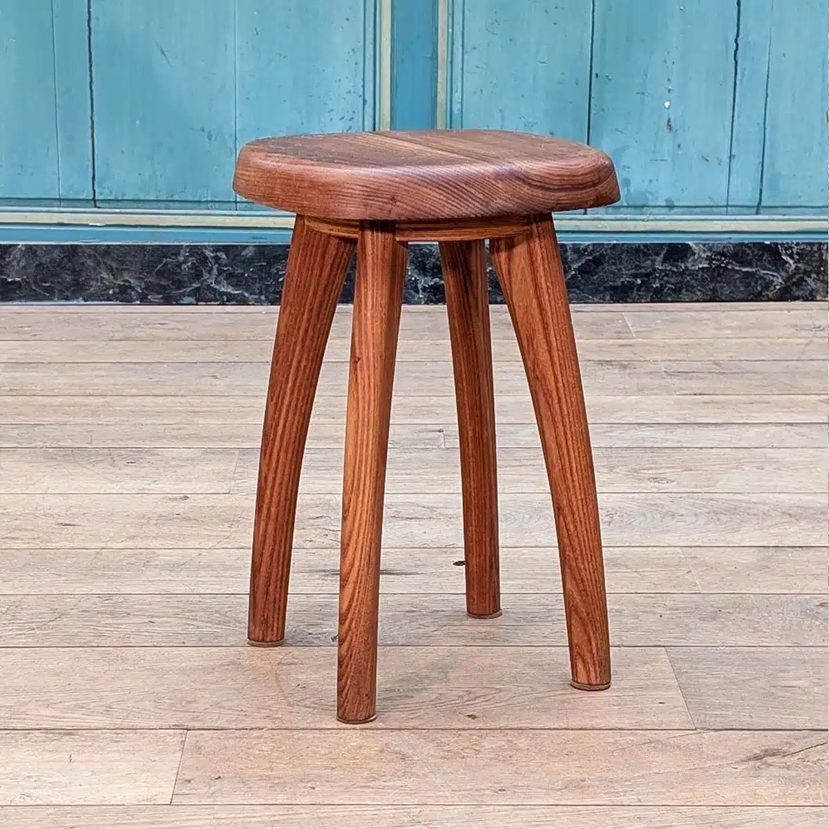 Pierre Chapo Set, 6 S28 Chairs, T01d Table And Pair Of Stools-photo-8