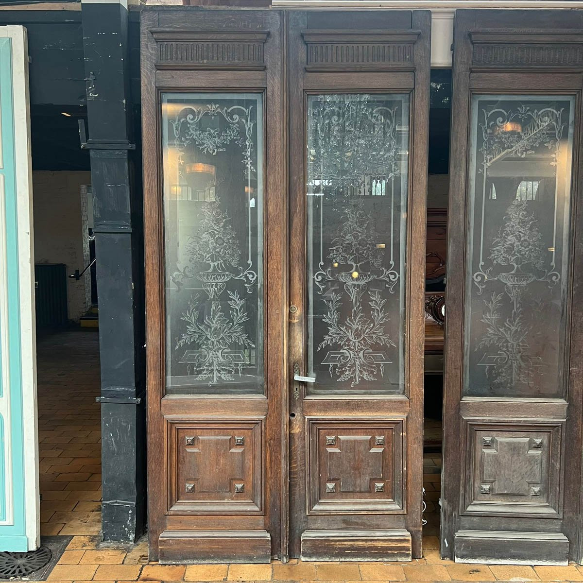 Paire de double portes avec verre gravé 155x300cm-photo-2
