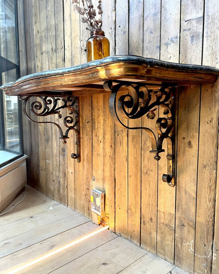 Pair Of Ironwork And Black Marble Consoles-photo-3