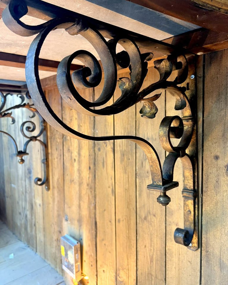 Pair Of Ironwork And Black Marble Consoles-photo-3