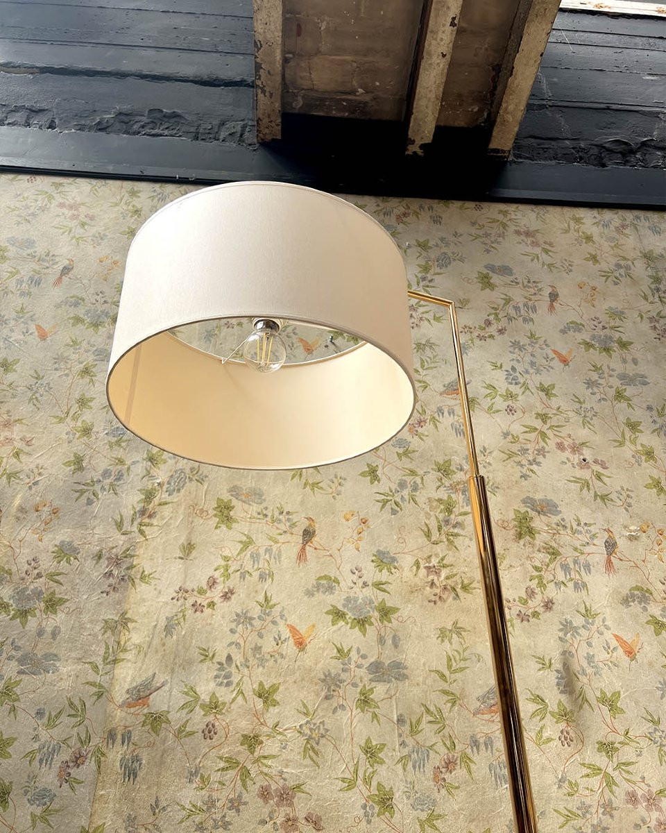 Lampadaire halogène en métal doré-photo-4
