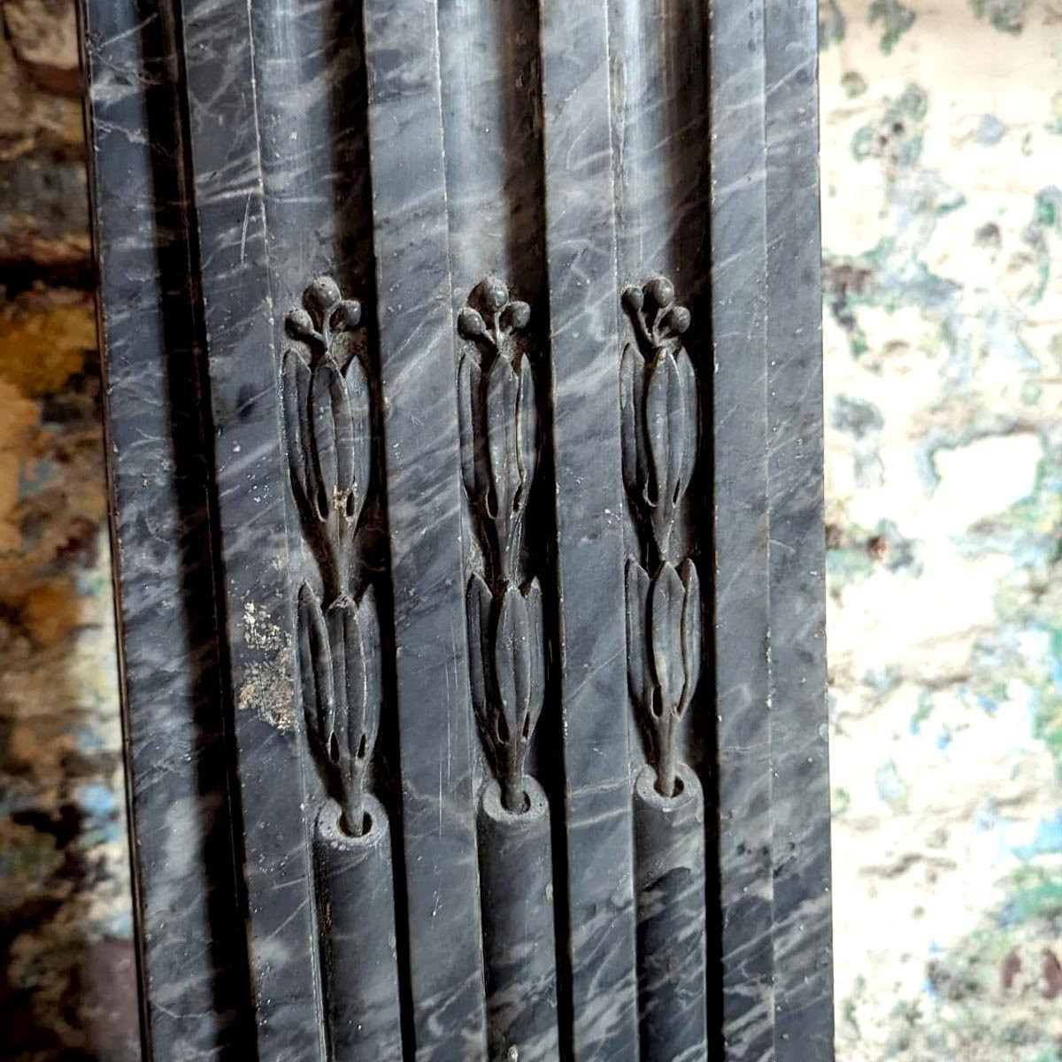 Louis XVI Fireplace In Gray Marble-photo-2