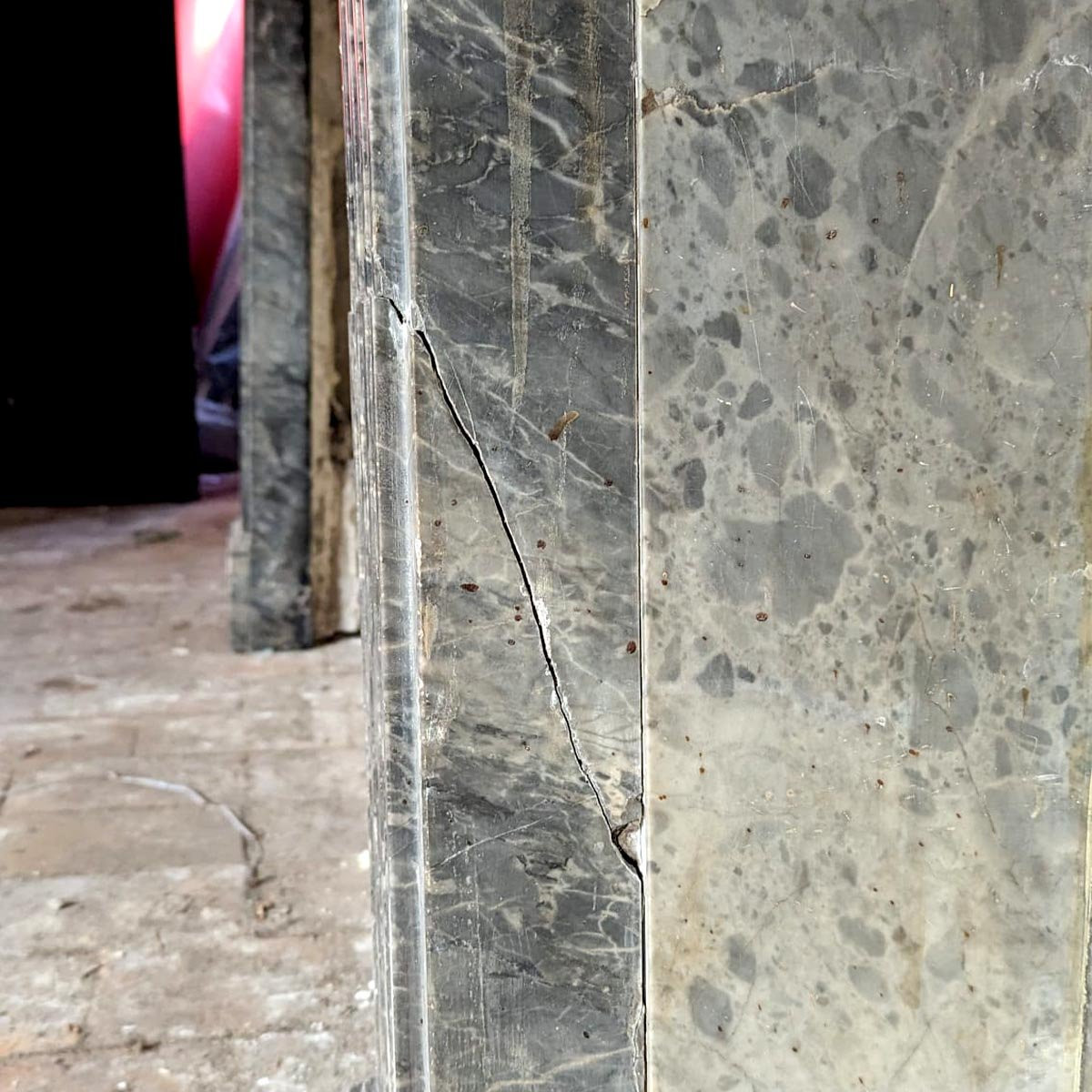 Louis XVI Fireplace In Gray Marble-photo-2