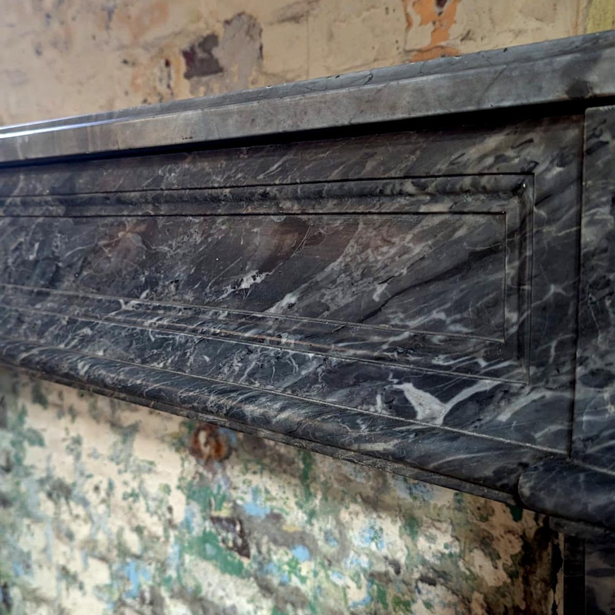 Louis XVI Fireplace In Gray Marble-photo-6