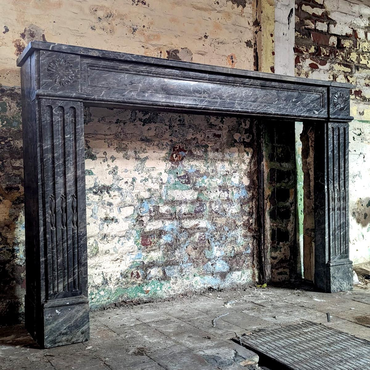 Louis XVI Fireplace In Gray Marble