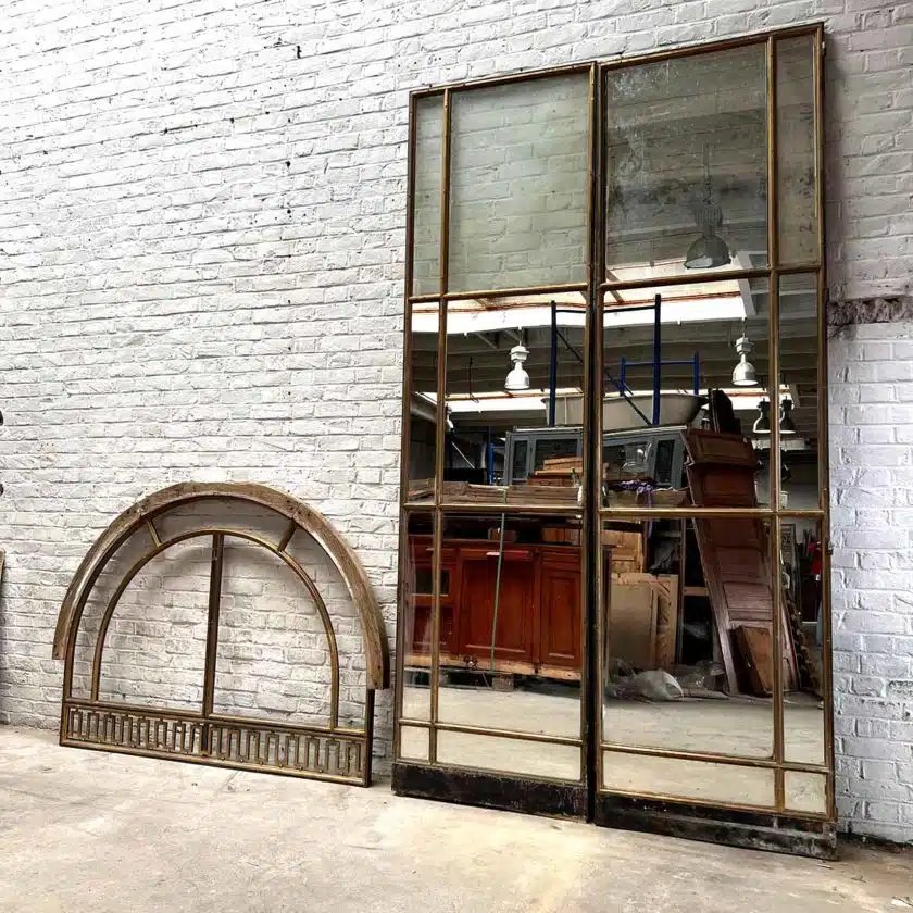 Double porte vitrée en bronze avec imposte 168×428 cm-photo-2