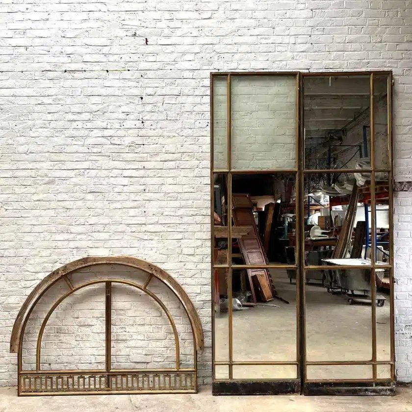 Double porte vitrée en bronze avec imposte 168×428 cm-photo-3