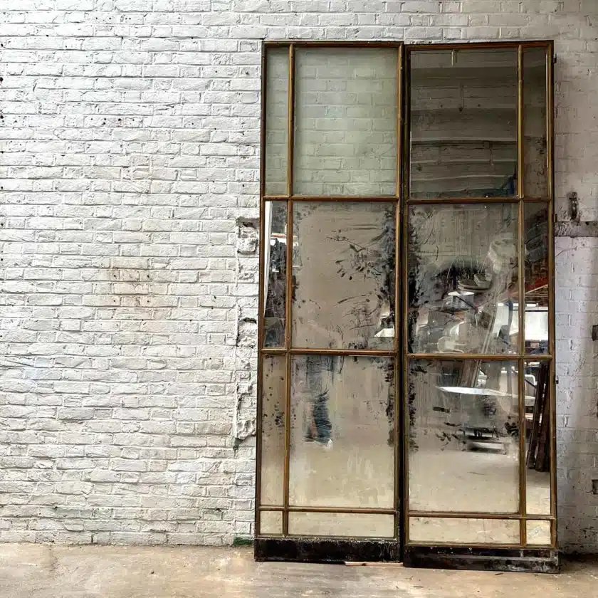 Double porte vitrée en bronze avec imposte 168×428 cm-photo-4