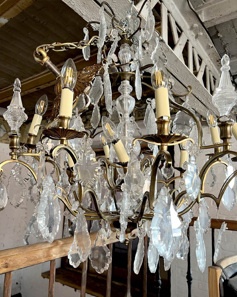 Lustre en bronze et cristal d’esprit Louis XV-photo-3