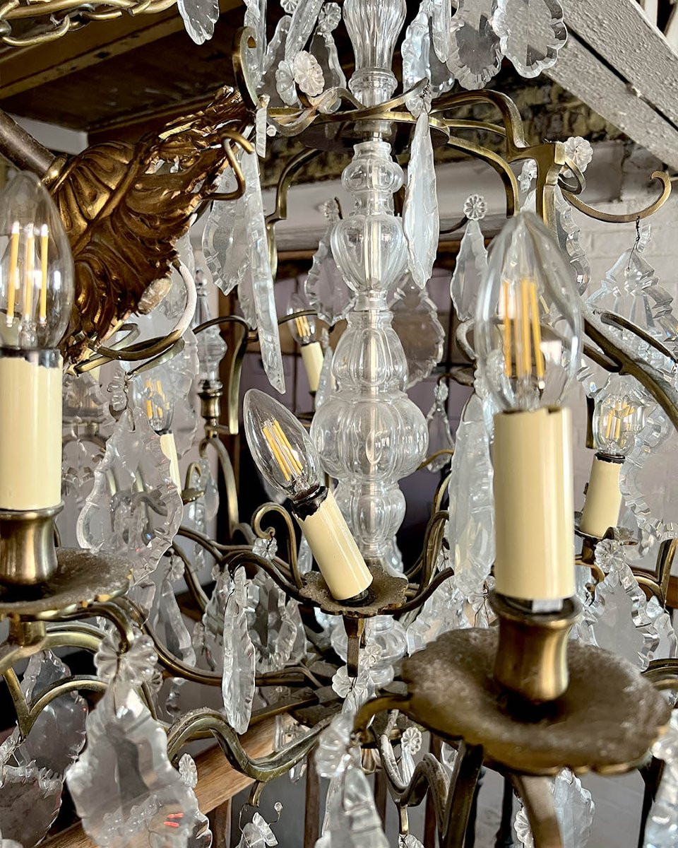 Lustre en bronze et cristal d’esprit Louis XV-photo-1