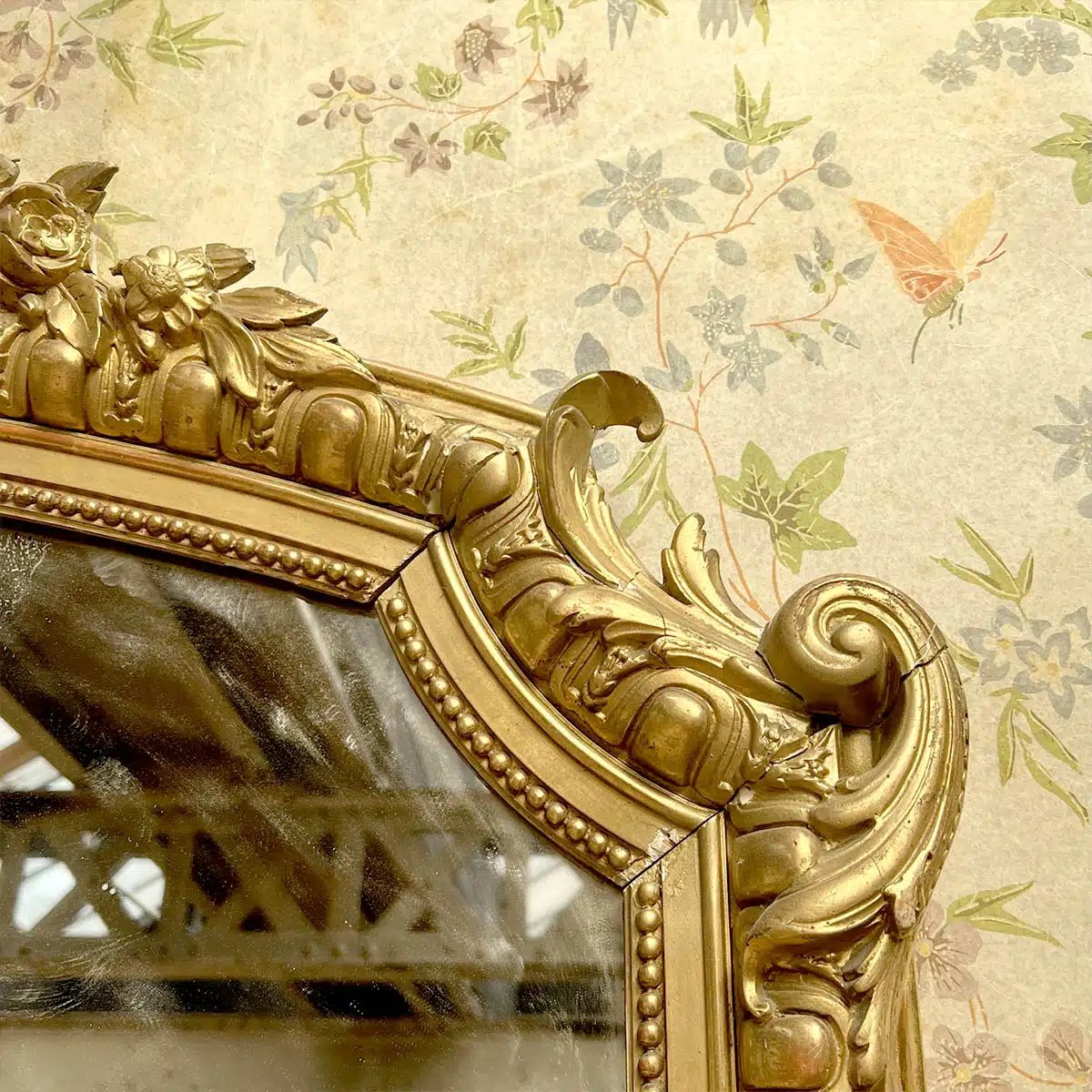 Louis XV Style Trumeau In Gilt, Mercury Mirror-photo-3