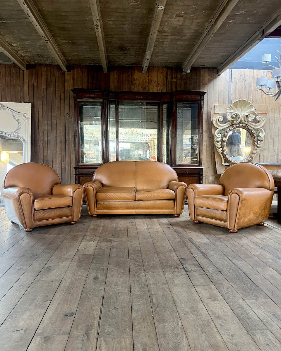 Antique Leather Club Set-photo-4