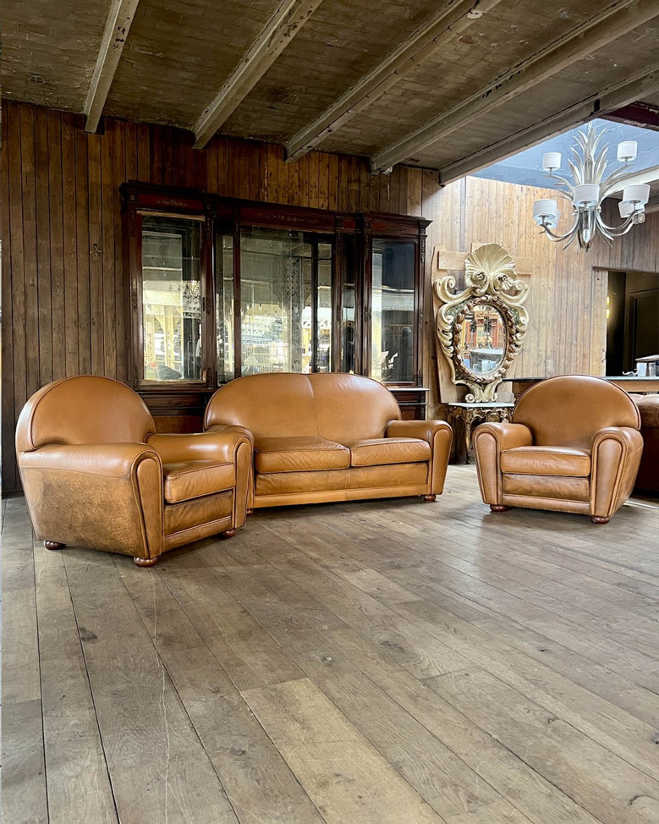 Antique Leather Club Set