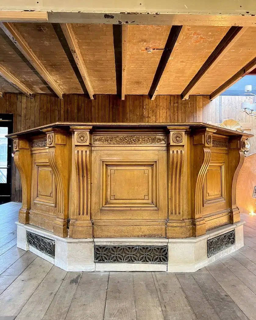 Bar circulaire en chêne – Années 1920-photo-2