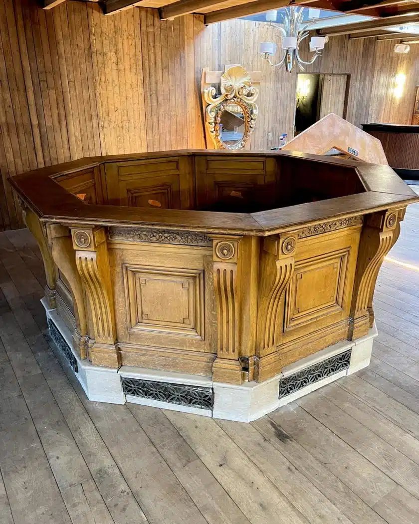 Bar circulaire en chêne – Années 1920-photo-4