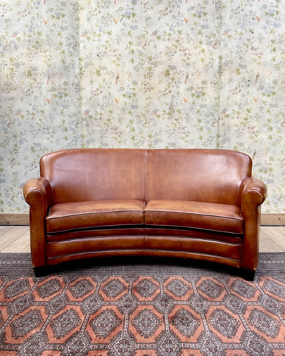 Salon club en cuir avec banquette galbé-photo-2