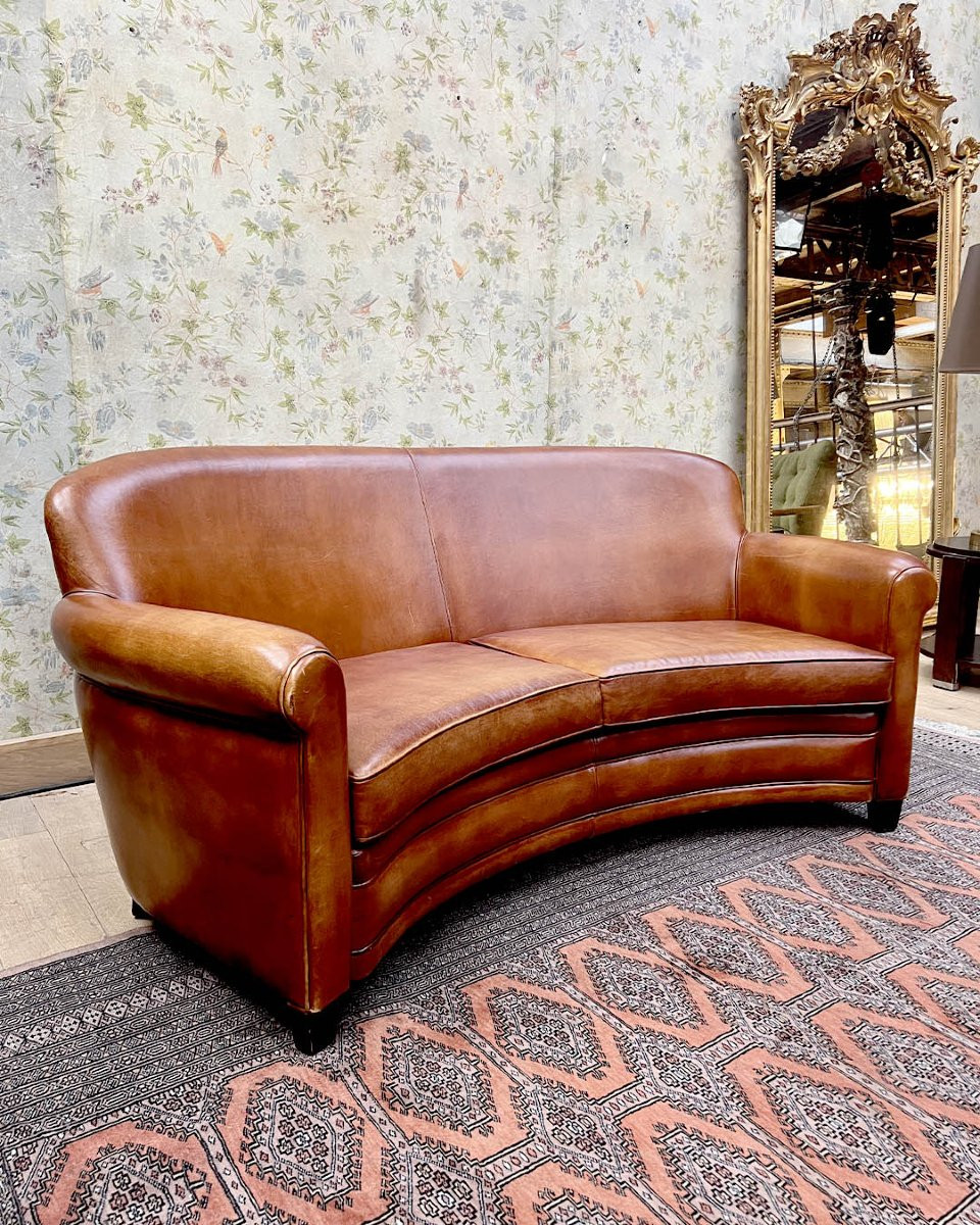 Salon club en cuir avec banquette galbé-photo-3