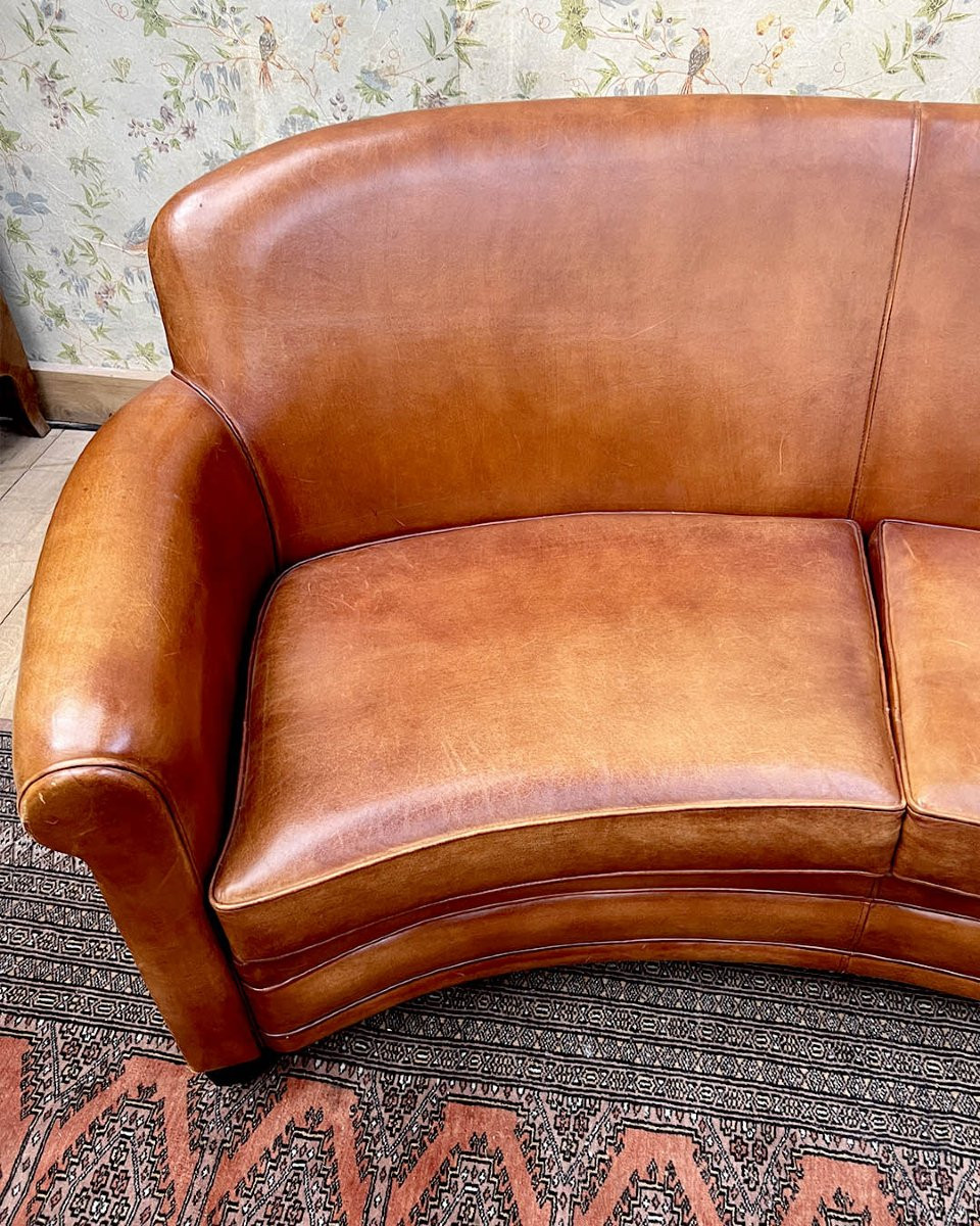 Salon club en cuir avec banquette galbé-photo-4