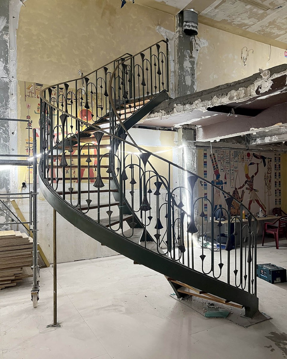 Spiral Staircase Made Of Metal And Wood